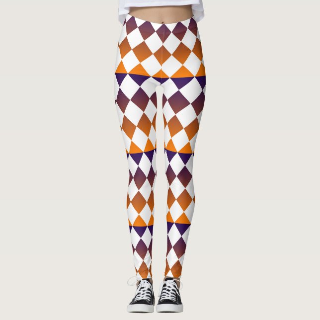 Farbenfrohes Schachbrett-Diamantmuster Leggings (Vorderseite)