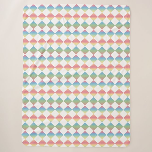 Farbenfrohes Schachbrett-Diamantmuster Sherpadecke (Vorderseite)