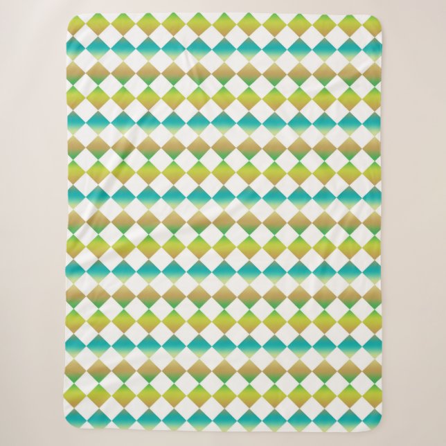 Farbenfrohes Schachbrett-Diamantmuster Sherpadecke (Vorderseite)