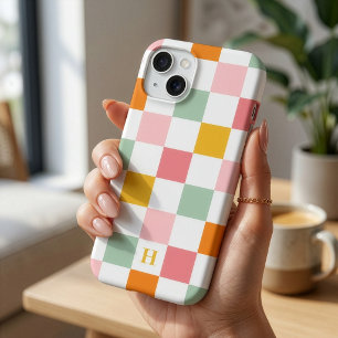 Farbenfrohes Schachbrett-Monogramm Case-Mate iPhone Hülle