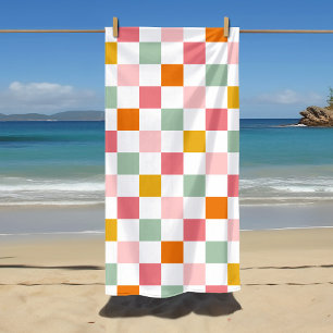 Farbenfrohes Schachbrett Strandtuch