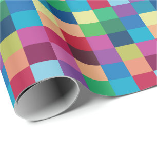 Farbenfrohes Schachbrettmuster Geschenkpapier