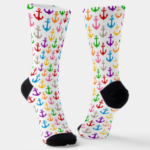 Farbenfrohes Schiff-Anker-Design Weiß Socken