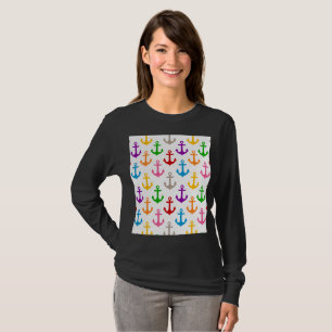 Farbenfrohes Schiff-Anker-Design Weiß T-Shirt