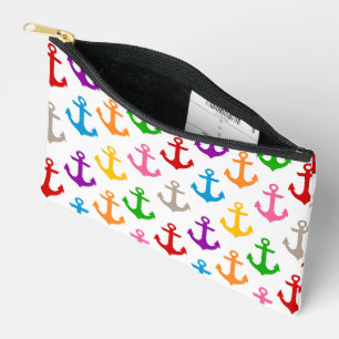 Farbenfrohes Schiff-Anker-Design Weiß Zubehörtasche