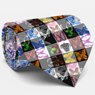 Farbenfrohes Schmetterlings-Karo-Tartan-Karo-Desig Krawatte