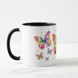 Farbenfrohes Schmetterlingsdesign Tasse
