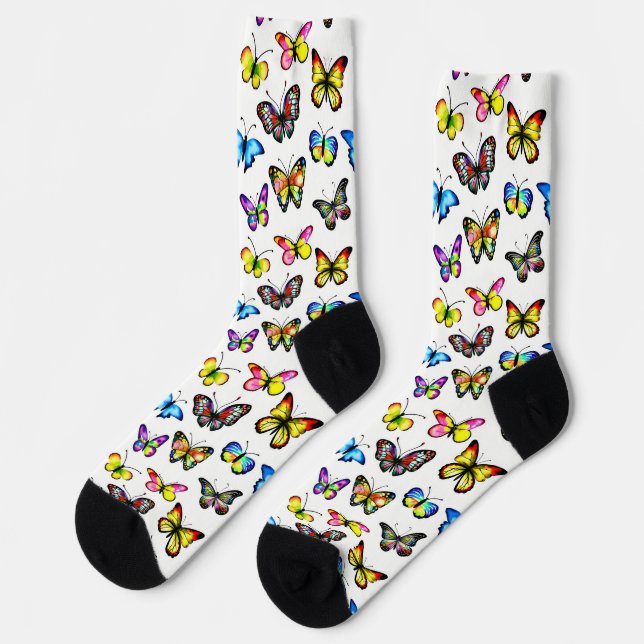 Farbenfrohes Schmetterlingsmuster Socken (Linkes Detail)