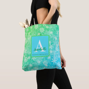 Farbenfrohes Schneeflocken-Rosa-Grün-Blau-Monogram