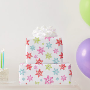 Farbenfrohes Schneeflockenmuster – Festliches Wint Geschenkpapier
