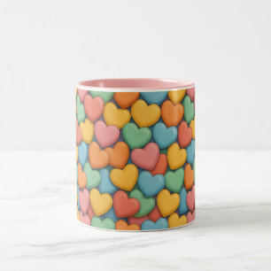 farbenfrohes Schokoladenherz Valentinstag Muster Zweifarbige Tasse