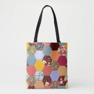 Farbenfrohes Sechseck-Blumen- Quiltmuster