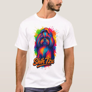 Farbenfrohes Shih Tzu Pop Art Design – Lebendiges  T-Shirt