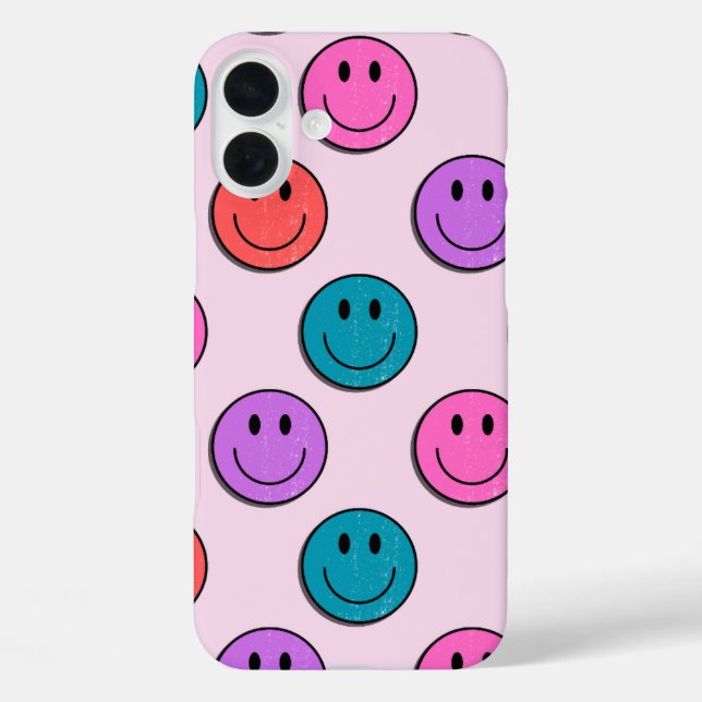 farbenfrohes Smiley-Gesicht-Muster iPhone 16 Plus  Case-Mate iPhone Hülle (Rückseite)