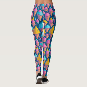 Farbenfrohes Sommer-Eiscreme-Kegel-Süßigkeiten-Mus Leggings