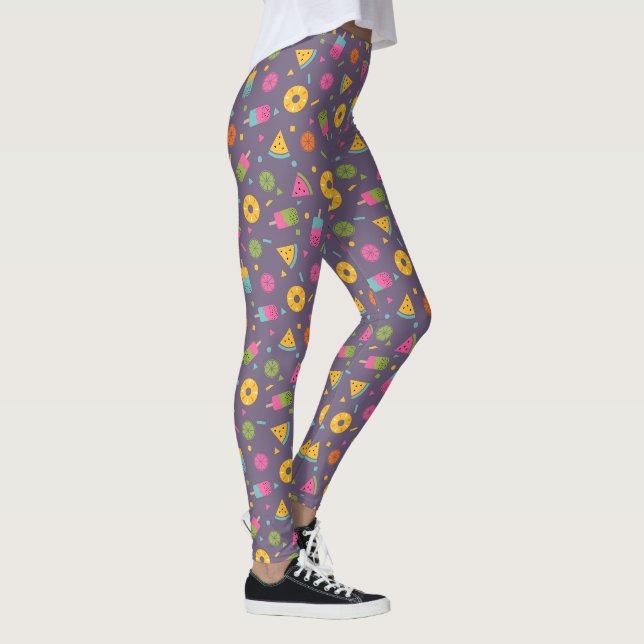 farbenfrohes Sommer-Eiscreme-Muster Leggings (Rechts)