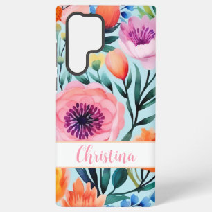 farbenfrohes Sommerblumendesign mit Namen Samsung Galaxy Hülle