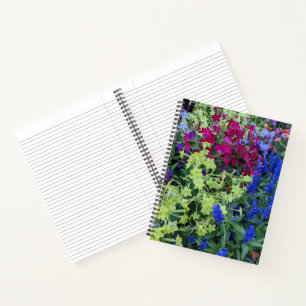 Farbenfrohes Sommergarten-Blumen-Notizbuch Notizbuch