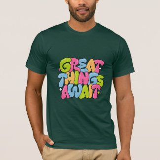 Farbenfrohes, spielerisches Blasentext-Motivations T-Shirt