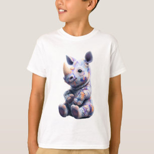 Farbenfrohes Spritzfarben-Nashorn-Baby-Kinder T-Shirt