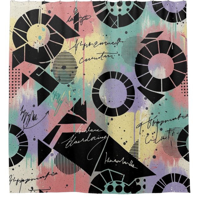 Farbenfrohes städtisches Graffiti-Muster (10) Duschvorhang (Vorderseite)