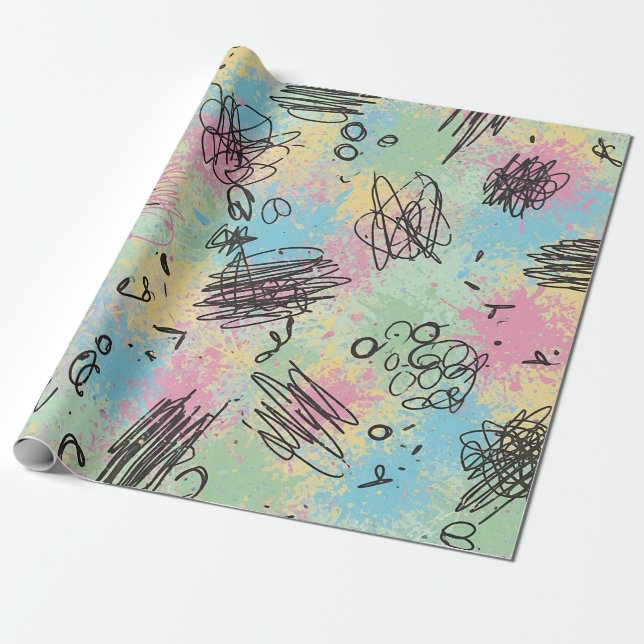 Farbenfrohes städtisches Graffiti-Muster (4) Geschenkpapier (Ungerollt)
