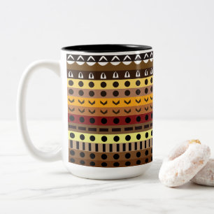 Farbenfrohes Stammes-Deko-Kunstmuster Zweifarbige Tasse