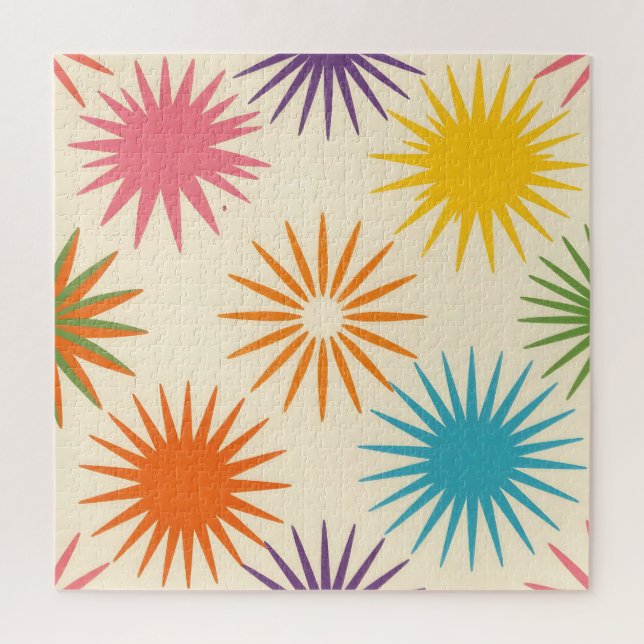 Farbenfrohes Starburst-Muster im Stil der Mitte de Puzzle (Vertikal)
