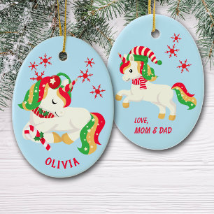 Farbenfrohes Stern Einhorn Kinder Weihnachten Keramik Ornament