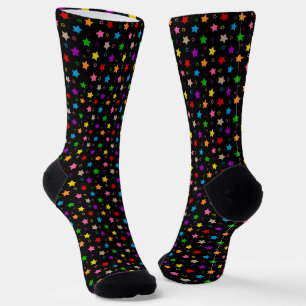 Farbenfrohes Sterne-Musterdesign Schwarz Socken