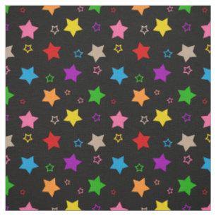 Farbenfrohes Sterne-Musterdesign Schwarz  Stoff
