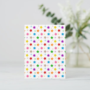 Farbenfrohes Sterne-Musterdesign Weiß Postkarte
