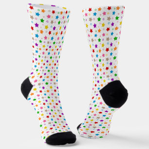 Farbenfrohes Sterne-Musterdesign Weiß Socken