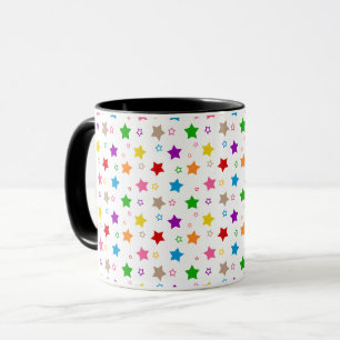 Farbenfrohes Sterne-Musterdesign Weiß Tasse