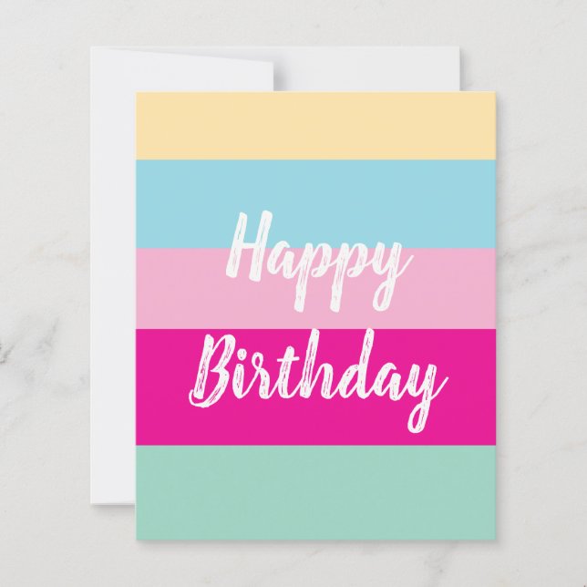 Farbenfrohes Streifenmuster Frohe Geburtstag-Flach (Vorderseite)