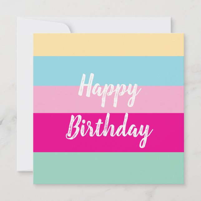 Farbenfrohes Streifenmuster Frohe Geburtstag Flach (Vorderseite)