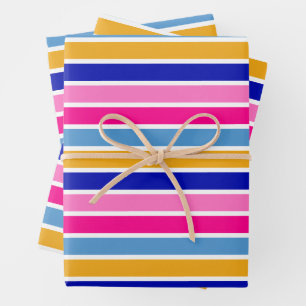 Farbenfrohes Streifenmuster Lebendige Party  Geschenkpapier Set