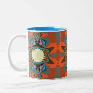 Farbenfrohes südwestliches geometrisches Muster Zweifarbige Tasse