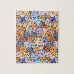 Farbenfrohes Süßes Katzenmuster Fantasie Katzen Ge Puzzle