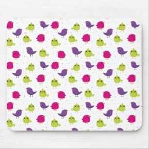 Farbenfrohes Süßes Vögel Muster Mousepad