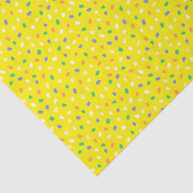 Farbenfrohes Terrazzo-Konfetti-Muster Helles Zitro Seidenpapier (Ausschnitt)