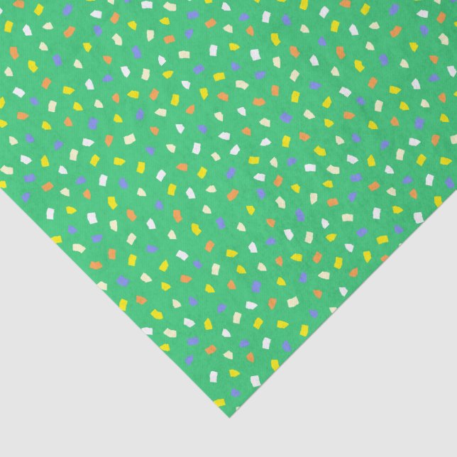 Farbenfrohes Terrazzo-Konfetti-Muster in Hellgrün Seidenpapier (Ausschnitt)