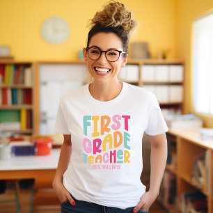 Farbenfrohes Textdesign für Lehrer der ersten Klas Tri-Blend Shirt