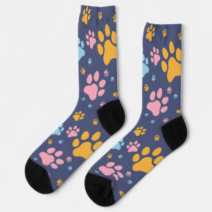 Farbenfrohes Tierpfotenabdruckmuster Socken