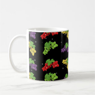 Farbenfrohes Traubenmuster auf schwarzem Hintergru Kaffeetasse