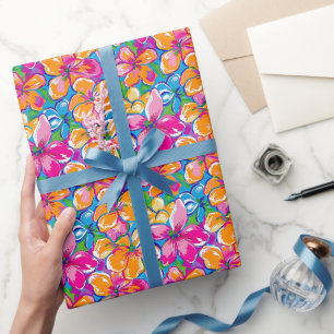Farbenfrohes tropisches Blumenmuster Geschenkpapier