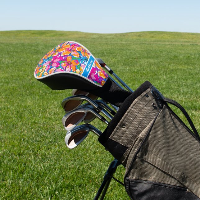 Farbenfrohes tropisches Blumenmuster Golf Headcover (In SItu)