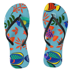Farbenfrohes tropisches Fisch-Unterwassermuster Flip Flops