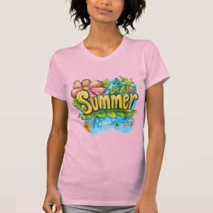 Farbenfrohes tropisches Grafik-T-Shirt "Sommer" T-Shirt