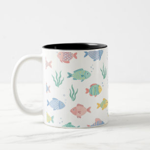 Farbenfrohes Tulimet Tropisches Fischmuster Zweifarbige Tasse